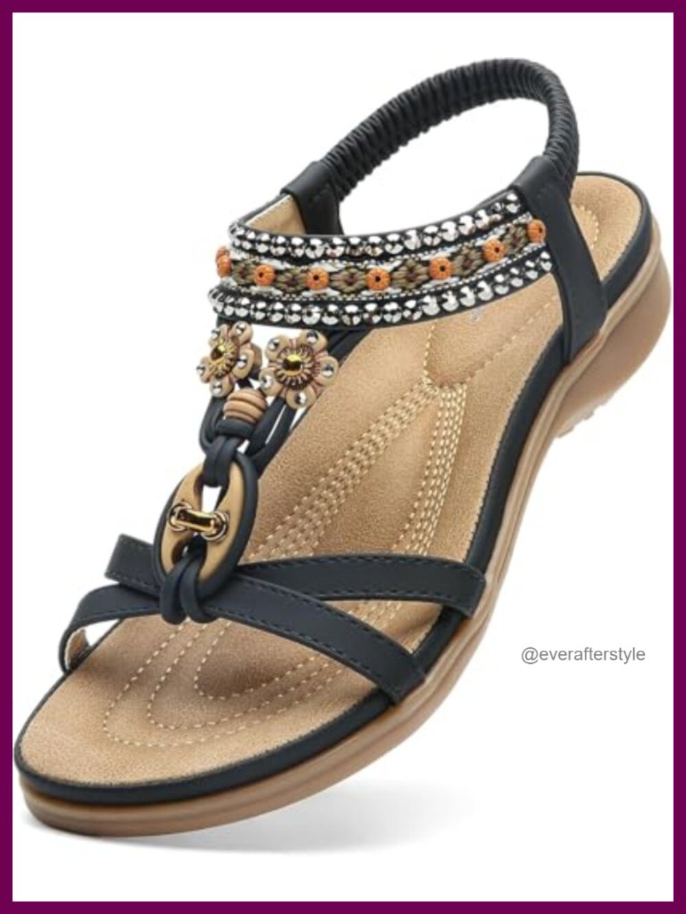 Womens Sandals Arch Support Comfort Walking Beach T-Strap Bohemian